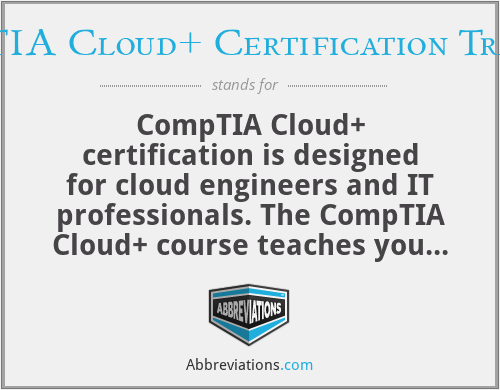 CompTIA Cloud+ Certification Training - CompTIA Cloud+ certification is designed for cloud engineers and IT professionals. The CompTIA Cloud+ course teaches you to manage and optimize cloud solutions, troubleshoot issues, and provide a secure cloud environment. This mid-level career certification is highly beneficial for cloud professionals seeking to advance their career.